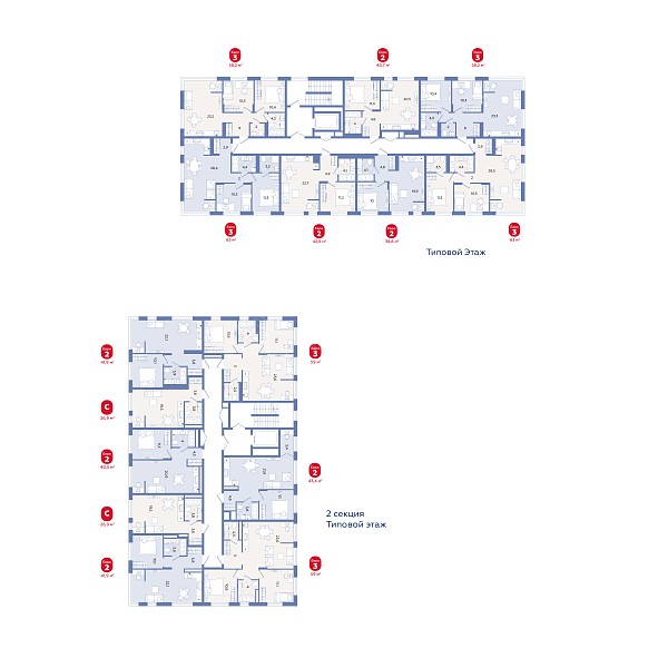 3-к квартира в новостройке, 63 кв.м.