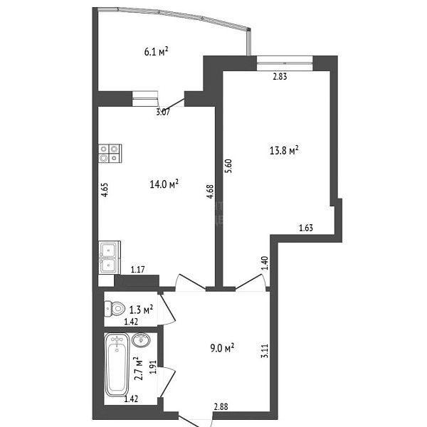 1-к квартира, 46 кв.м., улица Прокопия Артамонова, 8к1