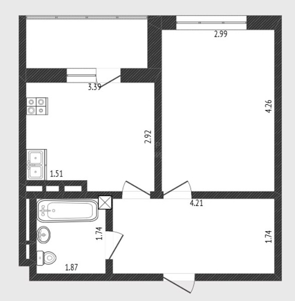 1-к квартира, 32 кв.м., улица Газовиков, 53