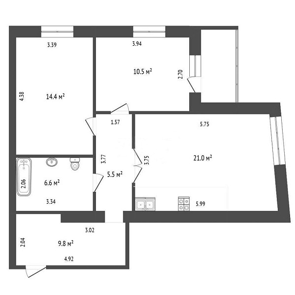 2-к квартира, 69 кв.м., Индустриальная улица, 34