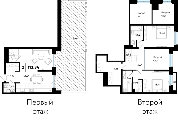 3-к квартира в новостройке, 113 кв.м., ул Бирюзова, 8