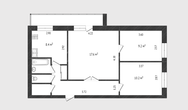 3-к квартира, 58 кв.м., улица Ленина, 83