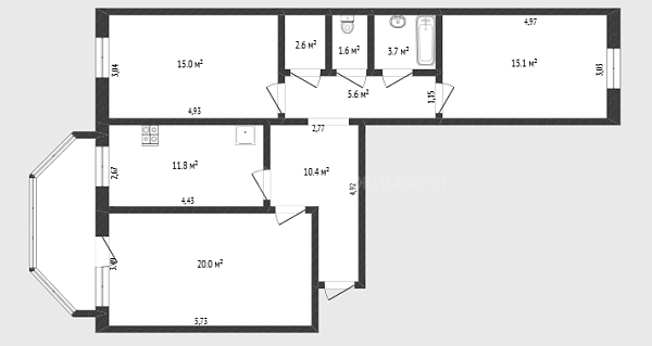 3-к квартира, 85 кв.м., Широтная улица, 124
