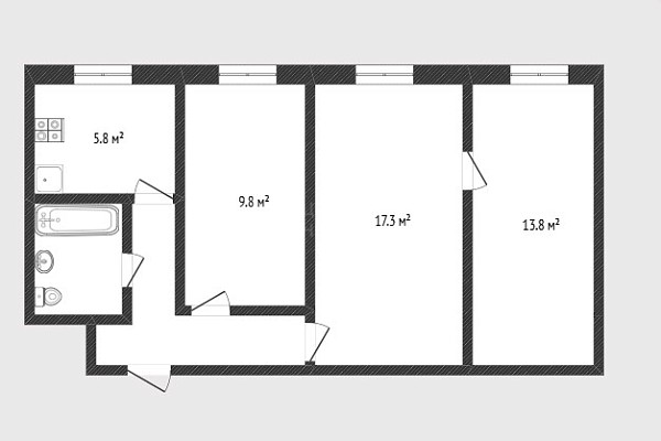3-к квартира, 56 кв.м., улица Парфёнова, 26