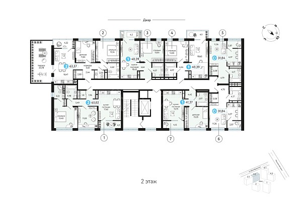 1-к квартира в новостройке, 41 кв.м.