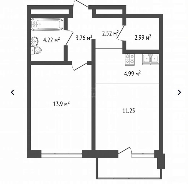 1-к квартира, 43 кв.м., улица Павла Фитина, 3