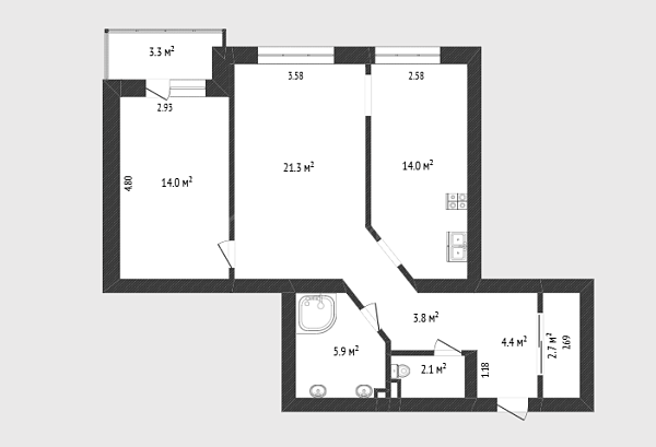 2-к квартира, 69 кв.м., Широтная улица, 120к1