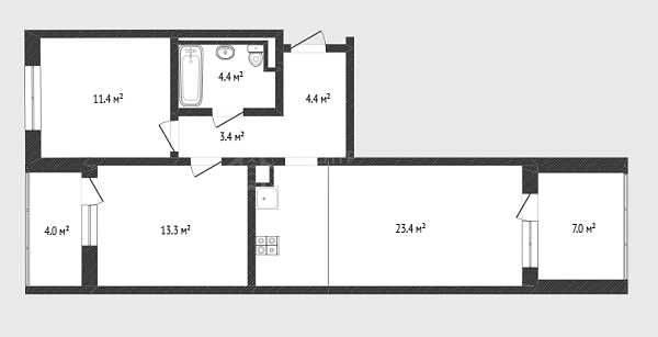 2-к квартира, 60 кв.м., Бульварная улица, 7