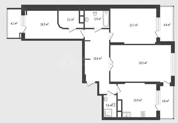 3-к квартира, 122 кв.м., улица Малыгина, 90