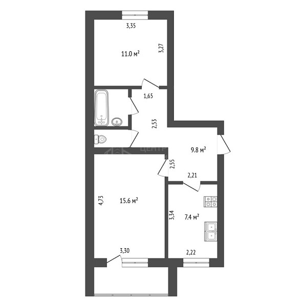 2-к квартира, 47 кв.м., микрорайон Антипино, улица Ивана Крылова, 26