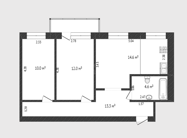 2-к квартира, 53 кв.м., микрорайон Тарманы, улица Маршака, 4