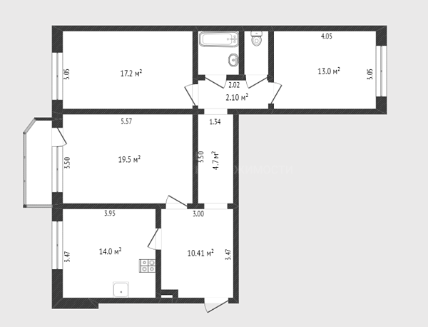 3-к квартира, 86 кв.м., улица Пржевальского, 35к2