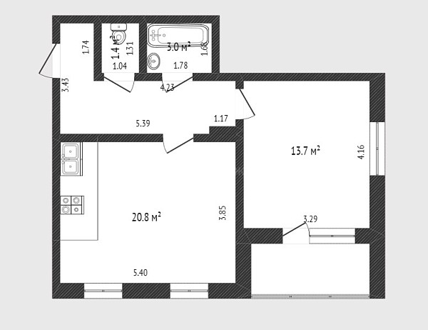 1-к квартира, 50 кв.м., улица Монтажников, 53