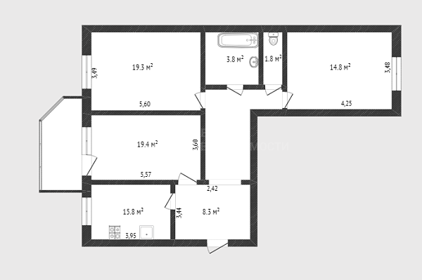 3-к квартира, 85 кв.м., микрорайон Восточный, Майский проезд, 5