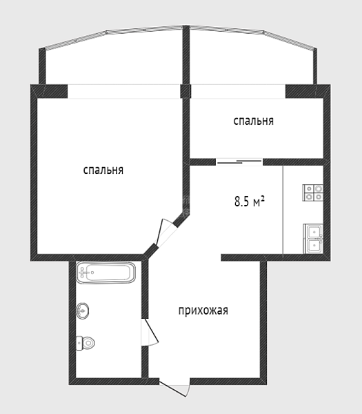 2-к квартира, 43 кв.м., улица Газовиков, 45