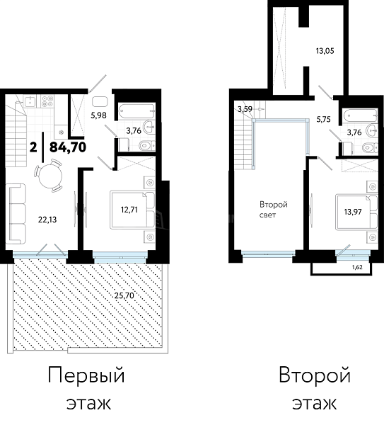 2-к квартира в новостройке, 84 кв.м., ул Бирюзова, 8