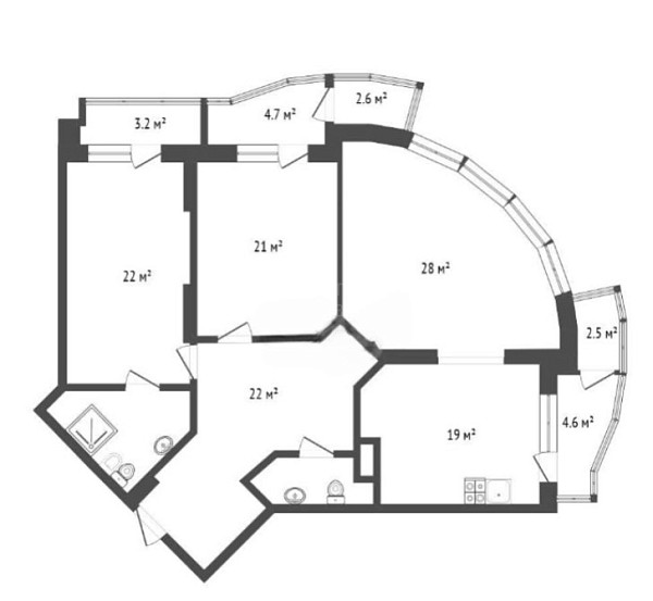 3-к квартира, 124 кв.м., улица Малыгина, 90