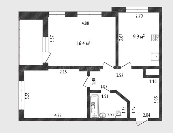 2-к квартира, 56 кв.м., улица Газовиков, 35