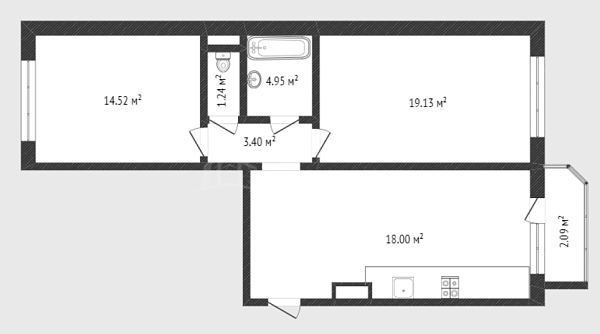 2-к квартира, 67 кв.м., улица Константина Посьета, 11к1