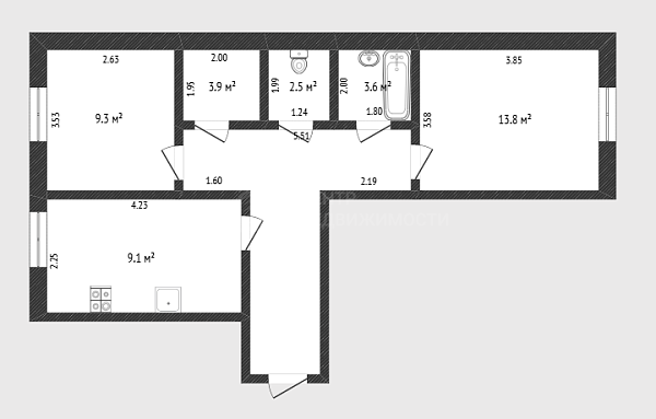 2-к квартира, 54 кв.м., улица Избышева, 6