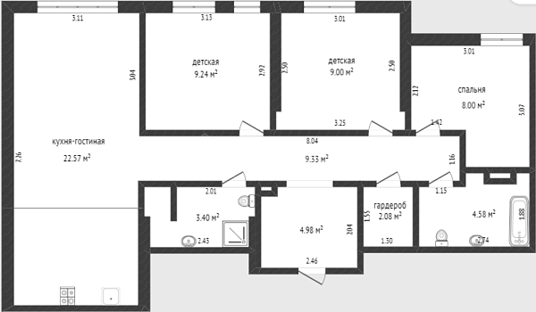 3-к квартира, 72 кв.м., Харьковская улица, 76