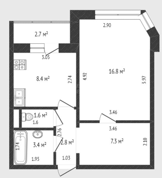 1-к квартира, 40 кв.м., улица Пермякова, 69