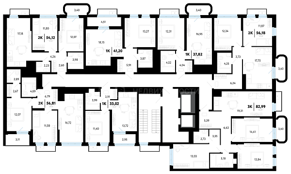 3-к квартира в новостройке, 82 кв.м.