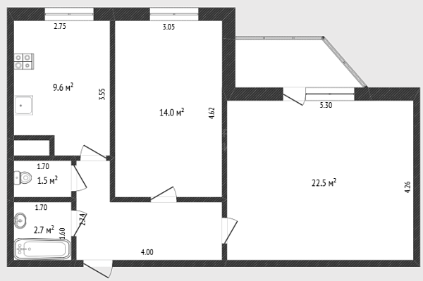 2-к квартира, 57 кв.м., улица Михаила Сперанского, 23