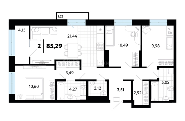 3-к квартира в новостройке, 85 кв.м., ул Малышева,  31, корпус 1