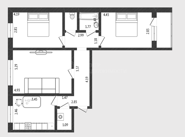 3-к квартира, 65 кв.м., Лесопарковая улица, 17
