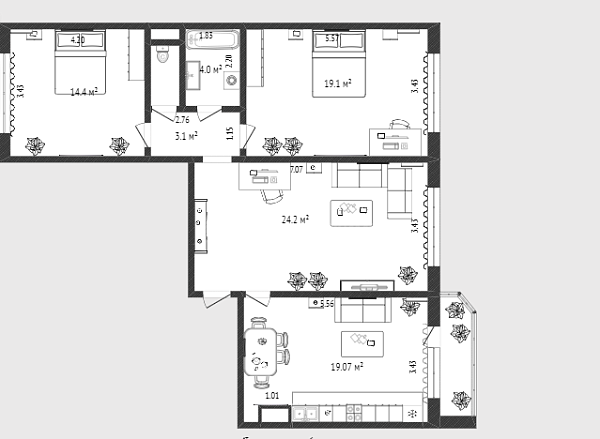 3-к квартира, 86 кв.м., улица Монтажников, 41