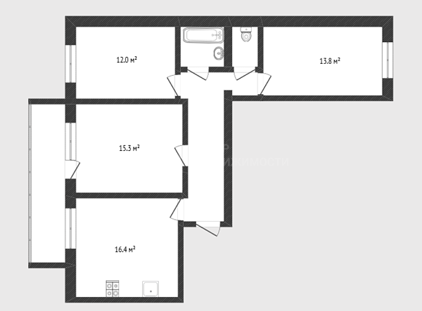 3-к квартира, 72 кв.м., улица Щербакова, 140