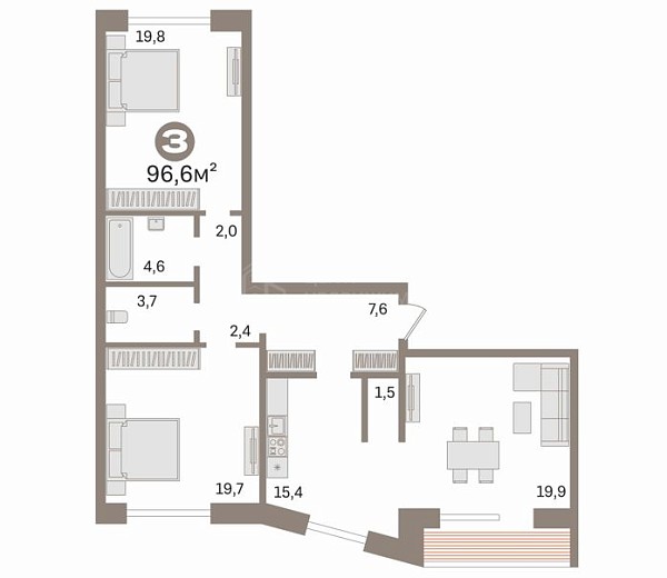 3-к квартира, 96 кв.м., улица Газовиков, 53к1