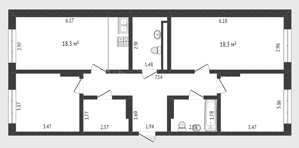 3-к квартира, 99 кв.м., улица Республики, 204к6