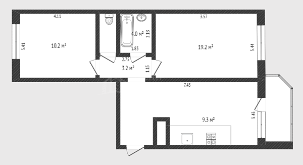 2-к квартира, 67 кв.м., улица Федюнинского, 62к1