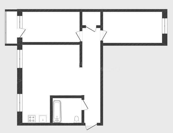 3-к квартира, 55 кв.м., Рижская улица, 43