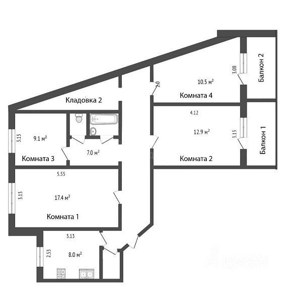 4-к квартира, 86 кв.м., Заречный проезд, 10