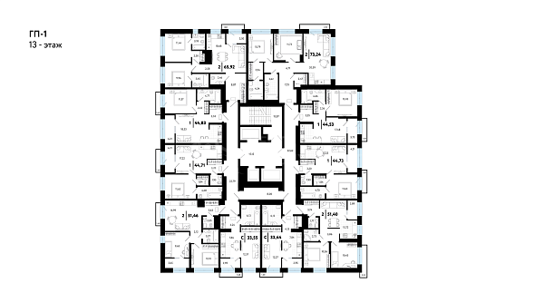 2-к квартира в новостройке, 73 кв.м.