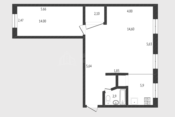 1-к квартира, 44 кв.м., улица Мельникайте, 95А