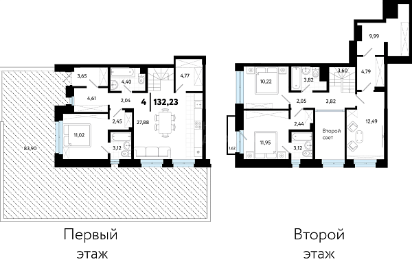 4-к квартира в новостройке, 132 кв.м., ул Бирюзова, 8
