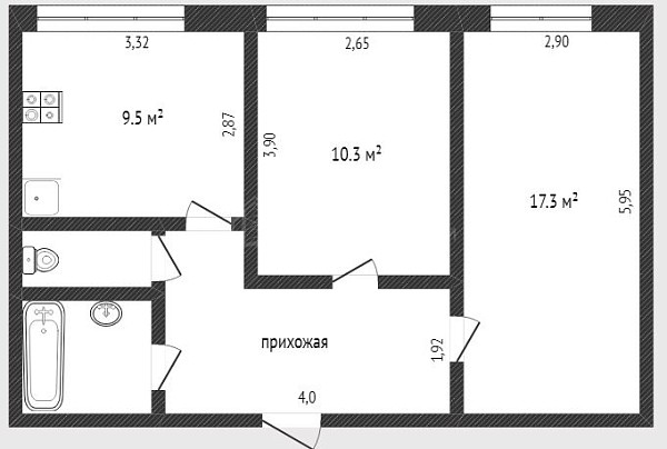 2-к квартира, 51 кв.м., улица Карла Маркса, 108