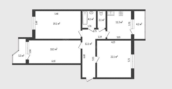 3-к квартира, 72 кв.м., Холодильная улица, 136к1