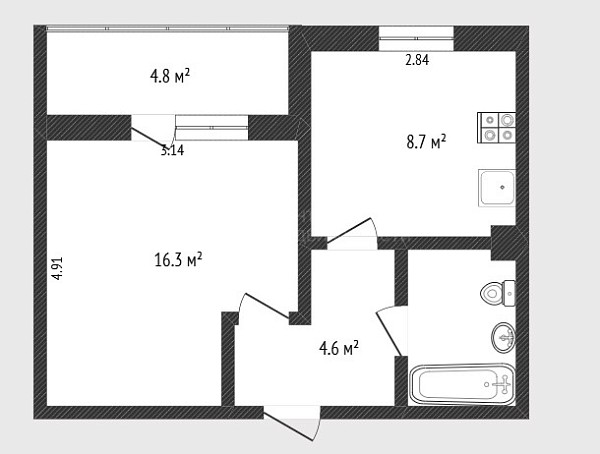 1-к квартира, 34 кв.м., Солнечный проезд, 22