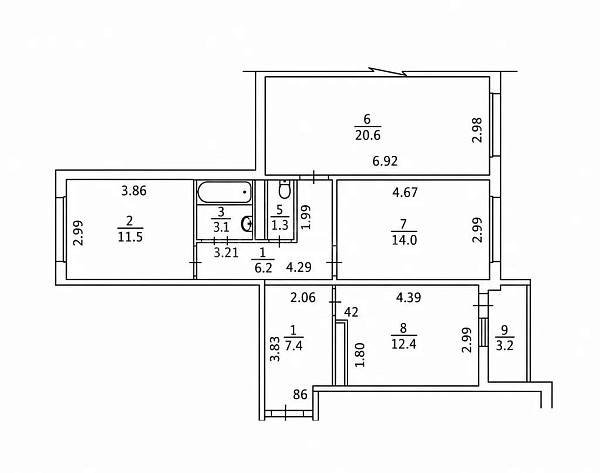 3-к квартира, 76 кв.м., улица Николая Зелинского, 24