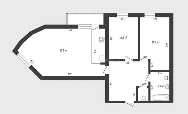 2-к квартира, 108 кв.м., улица Коммунаров, 35