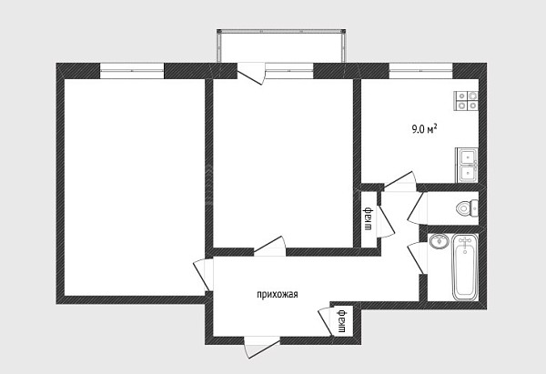 2-к квартира, 59 кв.м., улица Немцова, 72