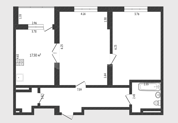 2-к квартира, 72 кв.м., улица Малыгина, 90