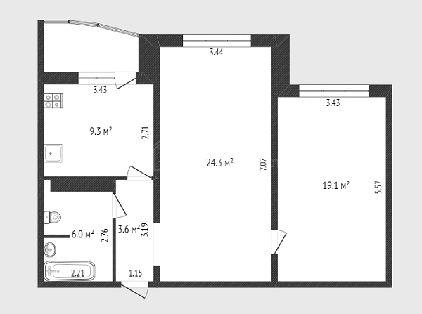 2-к квартира, 62 кв.м., улица Созидателей, 7