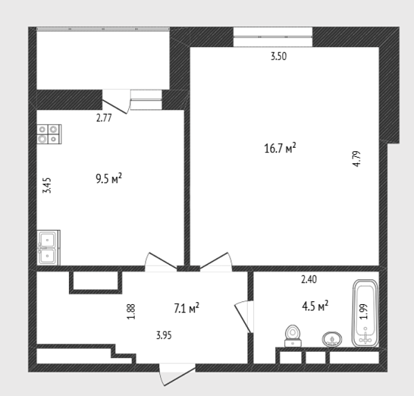 1-к квартира, 38 кв.м., улица Газовиков, 61