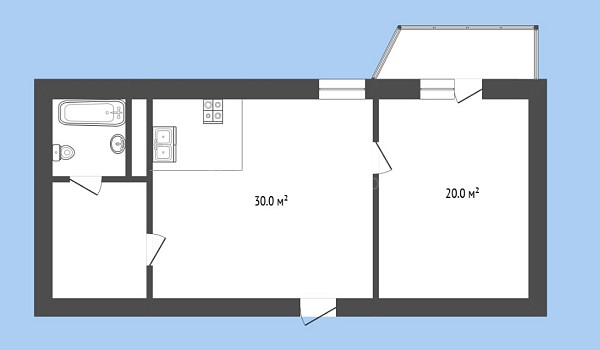 1-к квартира, 62 кв.м., улица Циолковского, 20А
